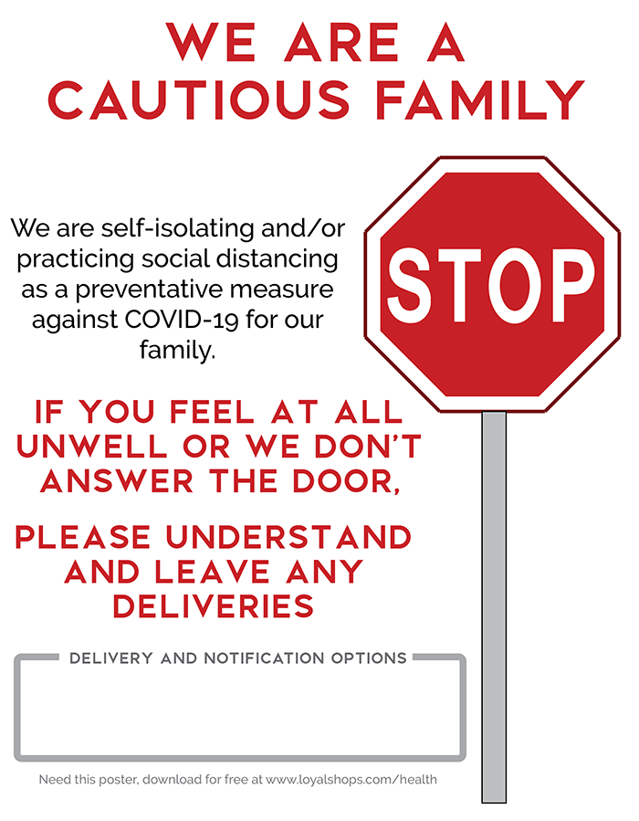 We are a cautious family.  We are self-isolating and/or practicing social distancing as a preventative measure against Coronavirus (COVID-19) for our family.